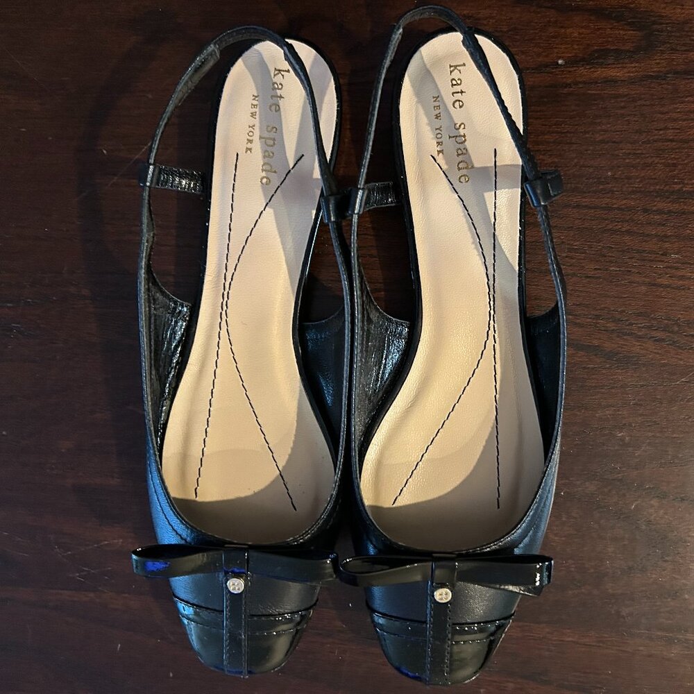 kate spade Nicolette black, low-heel sling-back shoe, size 6 1/2 (6.5)